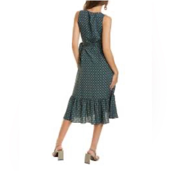 ✨⚡️💥 TORY BURCH Ruffle Wrap Black Batik Medallion Dress NWT - Picture 2 of 9